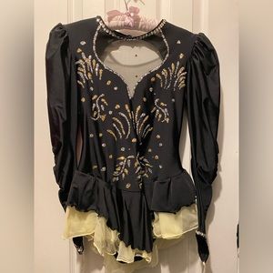 Black gold and silver figure skating dress